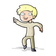 cartoon happy boy pointing N8