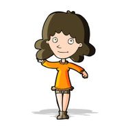cartoon friendly woman waving N17