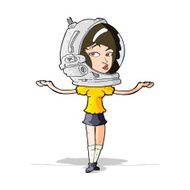cartoon woman wearing space helmet N7