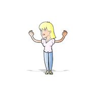 cartoon woman throwing hands in air N4