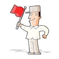 cartoon man waving flag N9