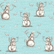 Doodled Snowmen Seamless pattern