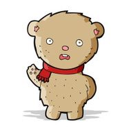 cartoon teddy bear wearing scarf N7