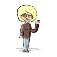 Cartoon Woman Waving N103