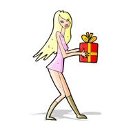 cartoon fashion girl with present N5