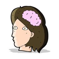 cartoon female head with brain symbol N8