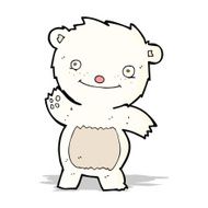 cartoon waving polar bear cub N12