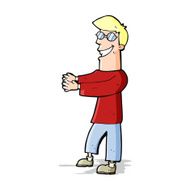 cartoon grinning man wearing glasses N4