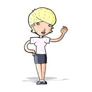 Cartoon Woman Waving N105
