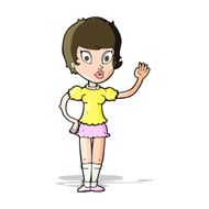 cartoon pretty girl waving N13