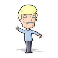 cartoon grinning man with idea N4