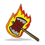 cartoon flaming axe N5