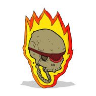cartoon flaming pirate skull N6