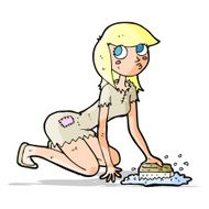 cartoon cinderella scrubbing floors N3