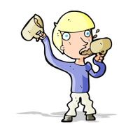 Cartoon Man Drinking Beer N13