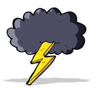 cartoon lightning bolt and cloud N3