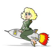 cartoon army pin up girl riding missile N2