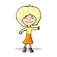 cartoon happy girl giving thumbs up symbol N4
