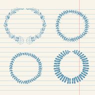 vector chalk doodle sketch of wreath on lined paper N2