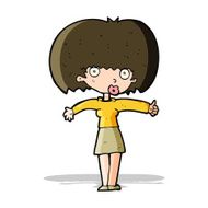 cartoon woman giving thumbs up symbol N23