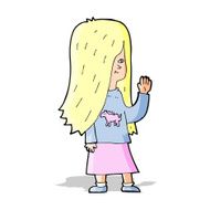 cartoon girl with pony shirt waving N5