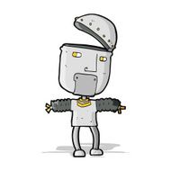 funny cartoon robot with open head N5