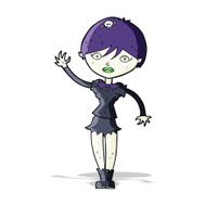 cartoon vampire girl waving N4