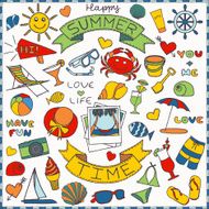 Colorful vacation icons set