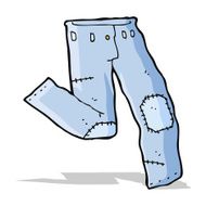 cartoon patched old jeans N14