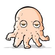 cartoon alien squid face N10