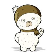 cartoon cute polar bear in winter hat and scarf N2
