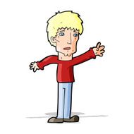 cartoon worried man reaching out N6