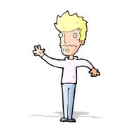 cartoon worried man reaching out N7