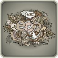Eco hand lettering and doodles elements