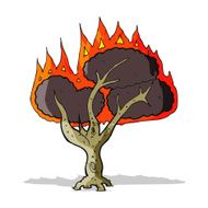 cartoon burning tree N14