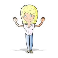 cartoon woman holding up hands N6