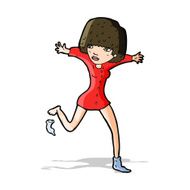 cartoon woman kicking off sock N4