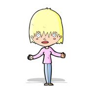 cartoon woman shrugging shoulders N174