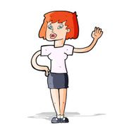 Cartoon Woman Waving N111