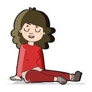 cartoon happy woman sitting on floor N9
