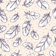 Pattern with hand-drawn feathers N19