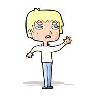 cartoton unhapy boy waving N7