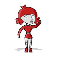 cartoon robot woman waving N9