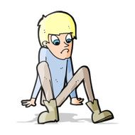 cartoon boy sitting on floor N3