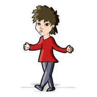 cartoon woman shrugging shoulders N178