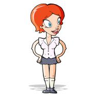 cartoon happy woman in short skirt N4