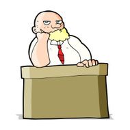cartoon bored man at desk N4