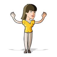 cartoon woman throwing hands in air N5