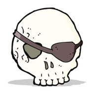 cartoon skull with eye patch N3