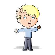 cartoon boy with growth on head N13